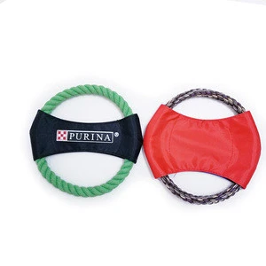 Custom Throw Flying Discs Pet Dog Toy Rope Ring Pet toy