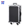 Customised Black Aluminum Beauty Trolley Travel Carrying Case with Wheels Pilot Case Black