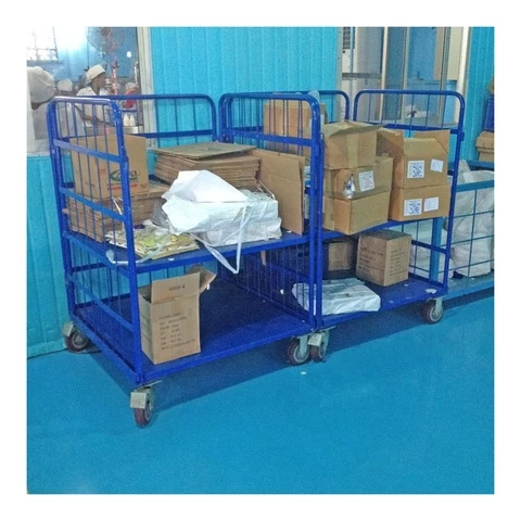 Customized 4 sided A frame nesting full security metal steel wire foldable warehouse rolling cage