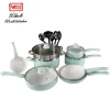 Customized hot sell high quality home aluminum cookware set non-stick ceramic coating with soft touch handle