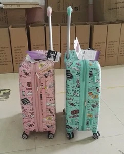 Customized Printe ABS PC travel luggage sets 3 Piece Trolley Bag