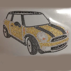 Cute car lead free stones iron on decals for baby