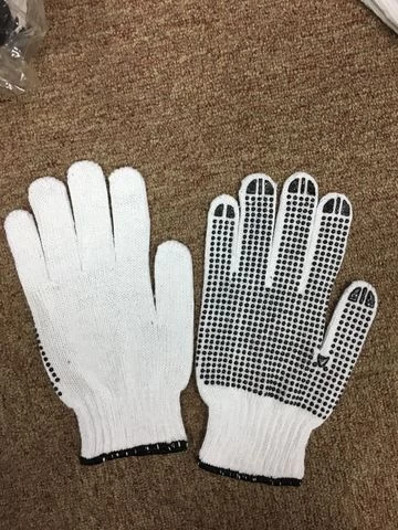 Dark grey black cotton yarn cotton knitted gloves garden work gloves