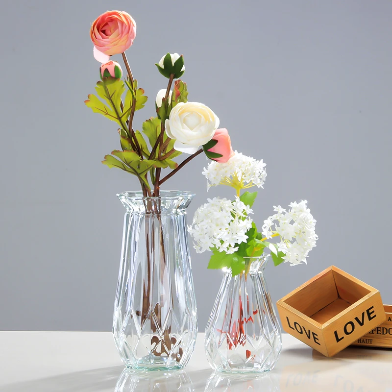 Decorative Big Glass Vase Jar Colored Glass Flower Vase Unique Clear Glass Flower Vase