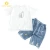 Import Designer Children Clothes Boy Clothing Sets Two Piece Suit White T-Shirt Jeans Children Kids Short Sets from China
