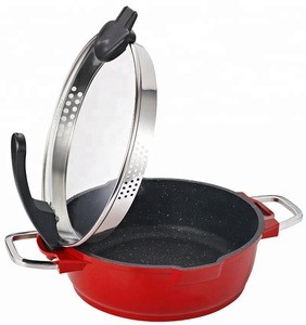 Die cast aluminium casserole non-stick multi-functional marble coating doutch oven with stand glass lid