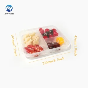 disposable  bento pp plastic lunch boxes 3 compartment transparent plastic box packaging