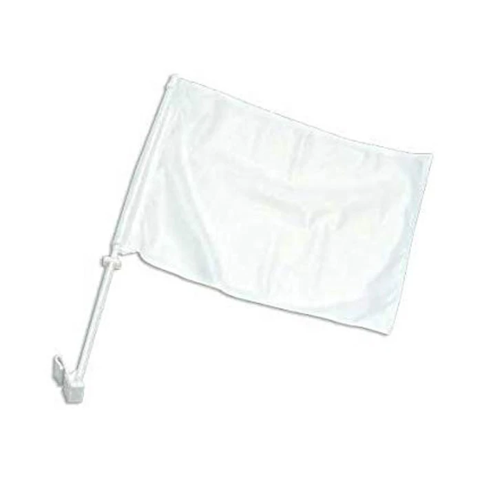 Distinctive 30x45cm Polyester Double Sided White Blank Car Flags Windows Wholesale Sublimation Car Flag