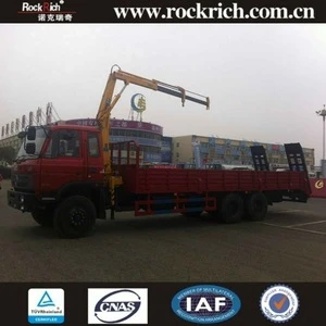 Dongfeng 6x4 20 ton flatbed Truck with 8 ton truck mounted crane for sale