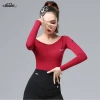 DOUBL Adult Modern Women Dance Training Dress Red Female Body Training Dress Top Latin shirt Dance Dress Social Dancewears