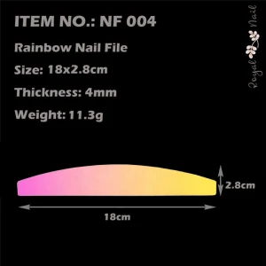 Double Side Disposable Nail Salon Professional Half Moon Rainbow 100/180 Grit Nail File