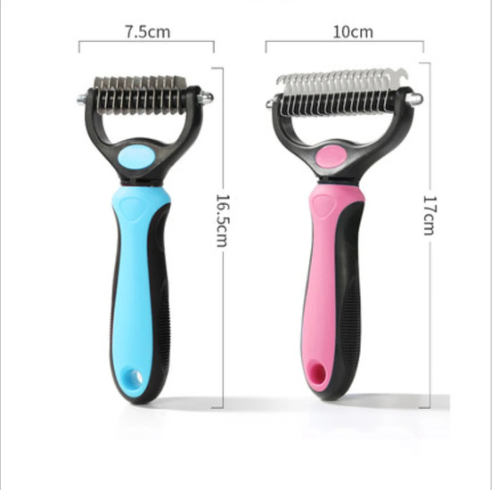Double Sided Shedding Pet Grooming Tool Dog Dematting Comb Grooming Undercoat Rake