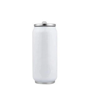 Drinking Hot Cold Cups Blank logo Sublimation 380ml Cola Can Bottle Cup with Straw