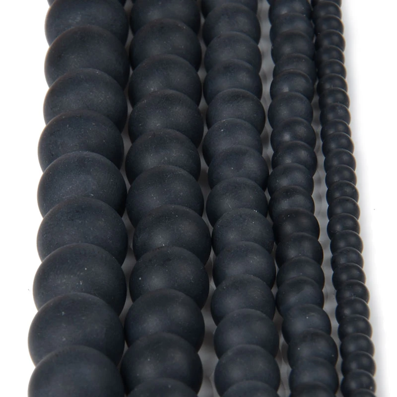 Dull Matte Black Onyx Agate Beads Round natural stone beads for Making Jewelry