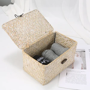 Easter woven water hyacinth basket storage fruit hamper basket gift basket with lid