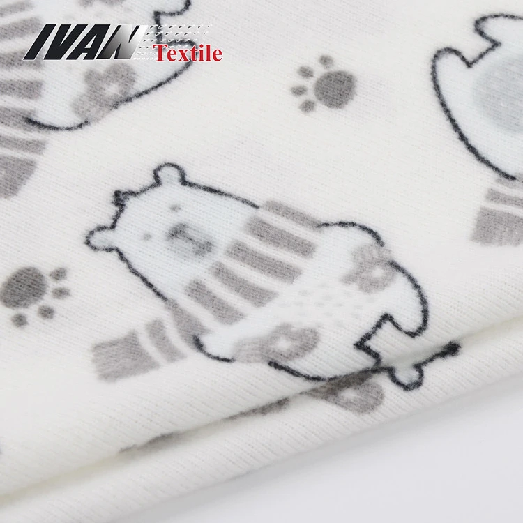 Eco friendly brushed DTY flannel printed high elastic polyester spandex fabric for garment