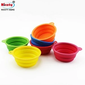 Eco-friendly food grade red color silicone foldable pet dog bowl