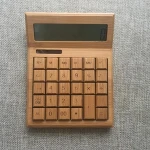 Eco-friendly New Design Solar 12 Digit Bamboo Big Number Calculator