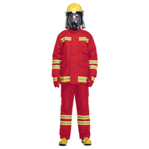 EN469 Red Dupont Nomex Aramid 4 Layers Fire Fighter Uniform Suit