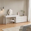 Extendable Make up Cabinet Adjustable Led Mirror Dresser with Stool and Drawers Modern White Panel Dressing Table  for Bedroom