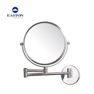 Extendable wall mounted magnifying mirror Chrome frame Folding round hotel mirror round room makeup mirror