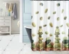 fabric hooked shower curtain with pebbles