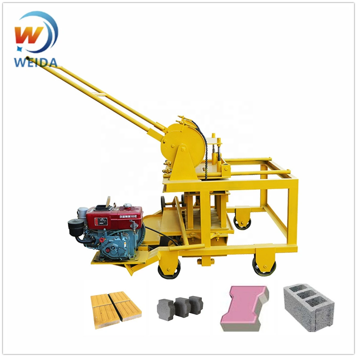Factory price mobile type QM4-45 hollow solid paver brick machine egg layer diesel moving block machine