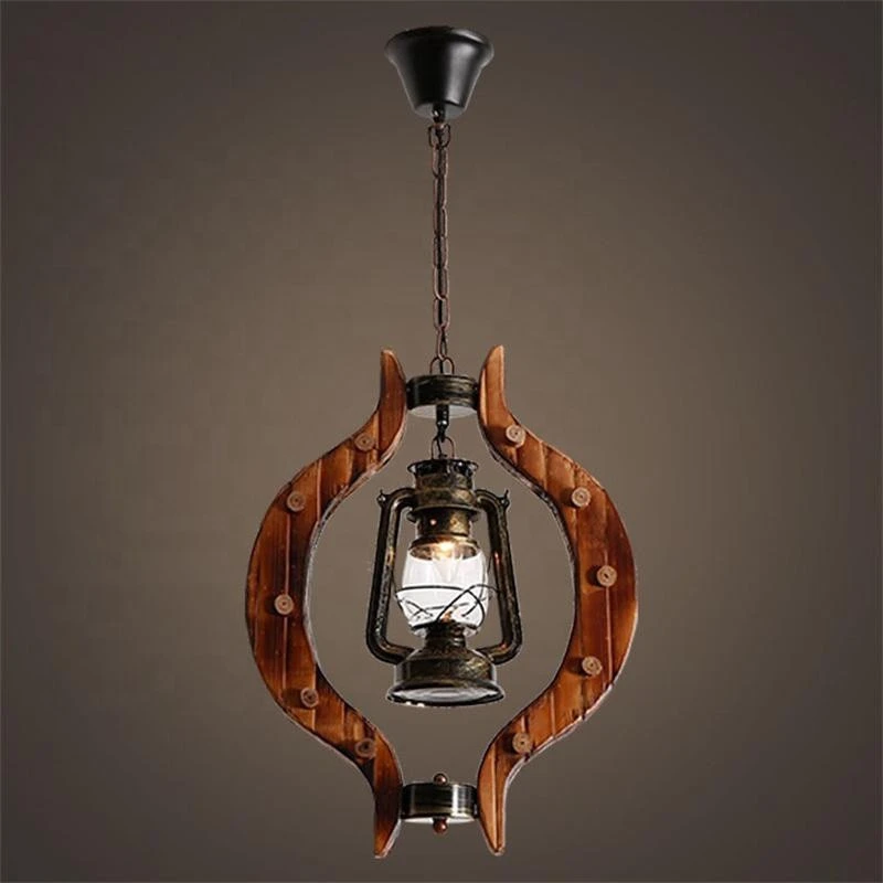 factory wholesale dry tree color bamboo art wooden chandelier cafe bar industrial creative retro button pendant light