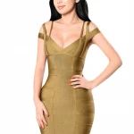 Factory Wholesale Low Price Spaghetti Strap V Neck Bandage Dress Bodycon Dresses Women