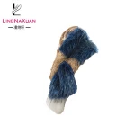Fashion fake fur scarf for ladies dark blue fur jointed faux fur scarf neck warmer