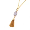 Fashion gold oval link chain necklace with steel chain tassel