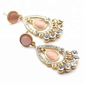 Fashion jewelry gold plated Teardrop Shaped  stainless steel drop earring