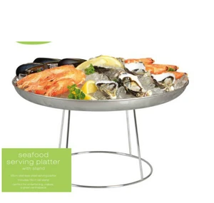FDA stainless steel seafood serving tray with stand