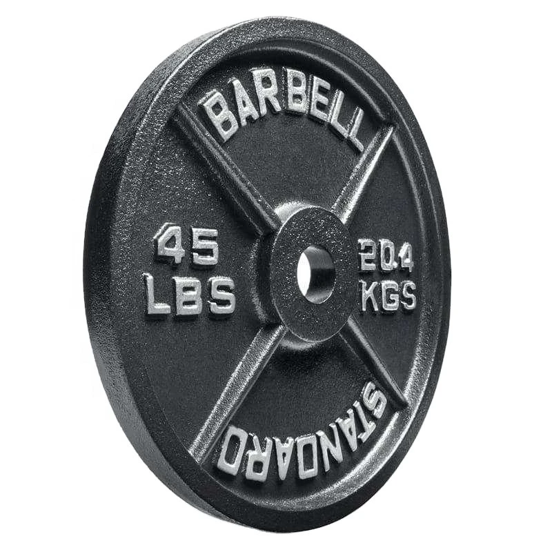 Fitness Body Building Weight Lifting Cast Iron Barbell Weight Bumper Plates Olympia 45LBS 35LBS 25LBS 10LBS 5LBS