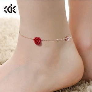 Flower silver anklet feet OEM design women trend foot anklet body jewelry