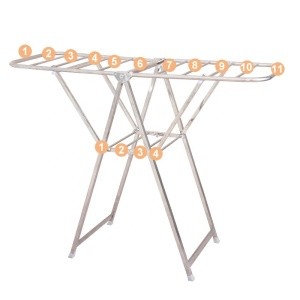 Foldable Laundry Stainless Steel Material Folding Accordion Drying Clothes Standing Rack Dryer