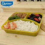 Food grade 3 compartment microwave plastic takeaway meal prep PP disposable food container bento lunch box