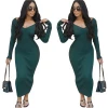 foreign trade dresses women casual dresses  long mid dress casual dress