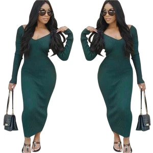 foreign trade dresses women casual dresses  long mid dress casual dress