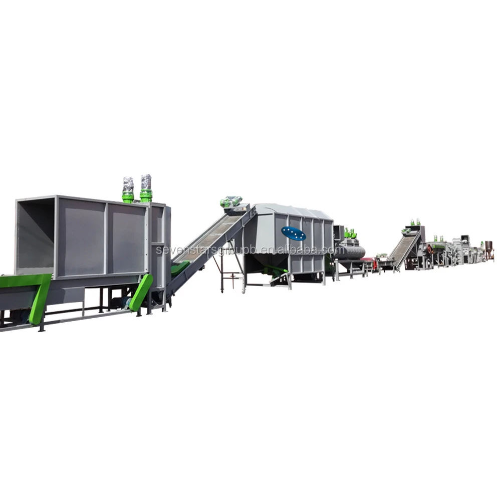 Fully automatic pet bottle crushing washing drying plastic recycling machine to making the pet flakes