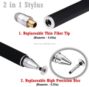 funny 2 in 1 Precision Series Disc Stylus pen , fiber and fine point stylus pen