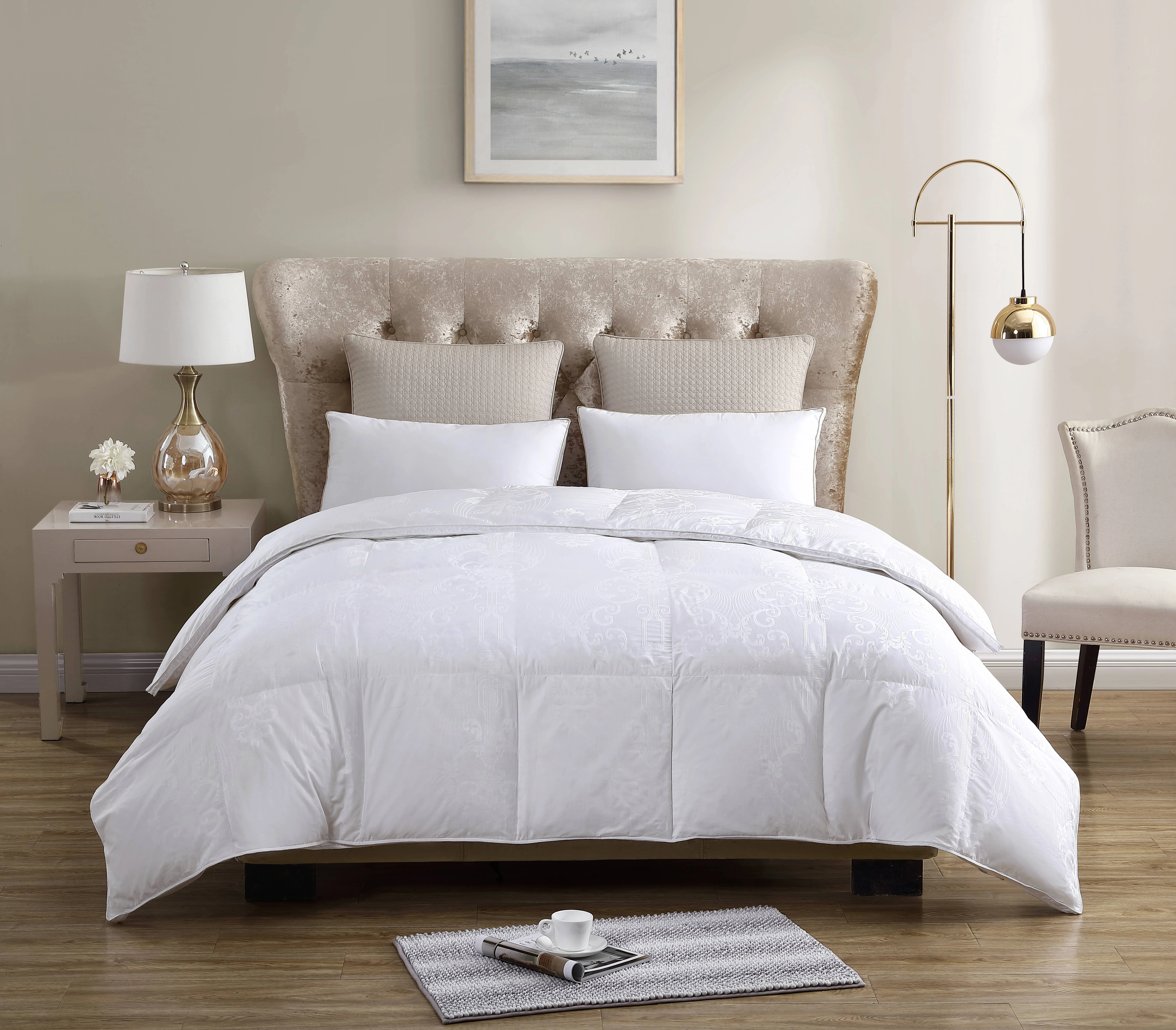 GAGA Bedding Comforter Jacquard Duvet 10% Duck Down Filling Hotel Home Usage Simple Modern Quilted Pattern Quilt Soft Warmt
