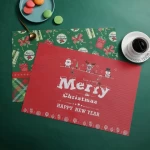 good quality printed pvc leather christmas table runner linen tartan themed felt snowflake table placemats set