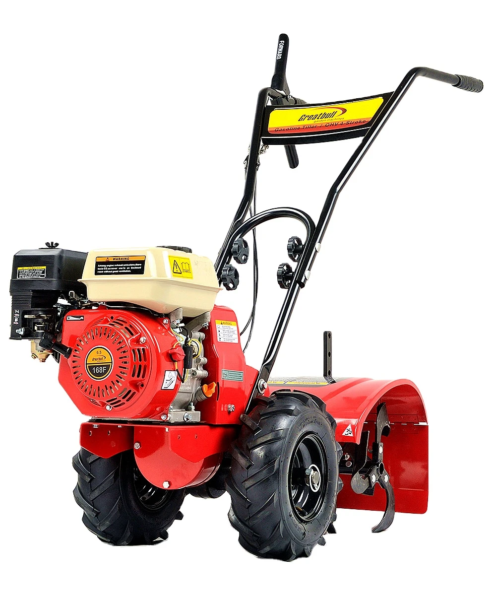 Greatbull 6.5HP Gasoline Power Mini Land Tiller Cultivator with Bearing Drive Hand Garden Rototiller