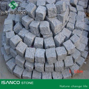 Grey Granite cobbles paving stone top flamed or split other sides Machine Cut G341Granite cubestone for driveway pavers