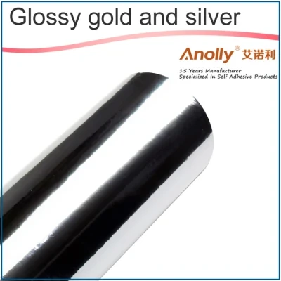 Guangzhou Wholesale Glossy Metal Gold Silver Rolls Laminating Film Packing Material Self Adhesive Vinyl Sheets