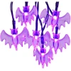 Halloween Bat Fly String Lights Purple Weatherproof Solar Holiday Lighting Lamps for Garden Yard Party Tree Outdoor Decoration
