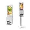Hand sanitizer display multimedia automatic motion sensor liquid soap dispenser stainless steel with big tank and screen