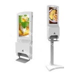 Hand sanitizer display multimedia automatic motion sensor liquid soap dispenser stainless steel with big tank and screen