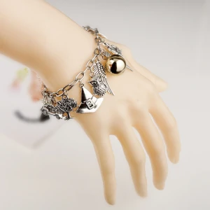 Harry Potter flying thief combinatcharm alloy hand chain the wing keys jewelry silver tone romance bracelet gifts